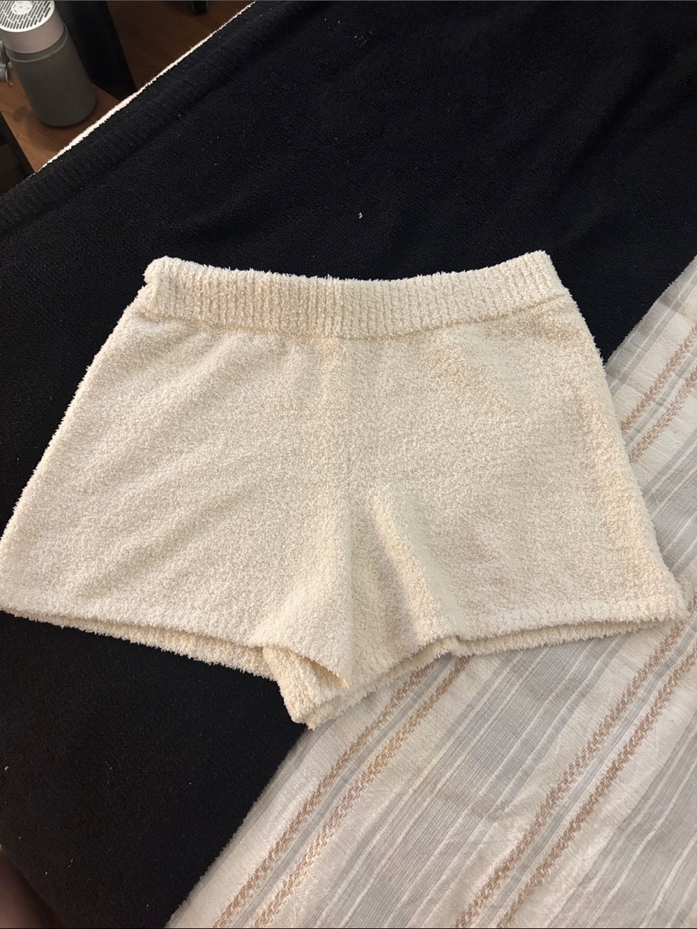Calvin Klein Cream Terry Knit Lounge Shorts + sweater set